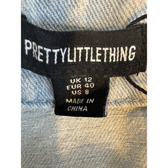 2/$30 NWT PrettyLittleThing Size "8" Light Blue Denim Sleeveless Jacket - Picture 3 of 16